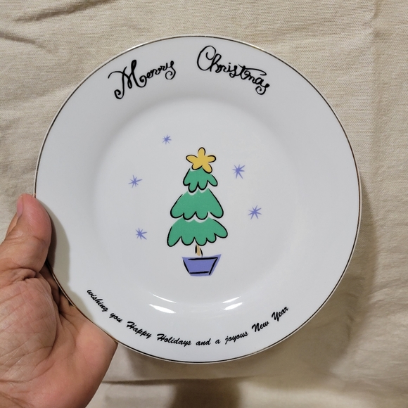 Merry Brite Christmas Set of 4 SALAD Plates MB - Picture 5 of 7